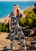 Combi-Pantalon Chic Motif Ethnique – Beige & Noir