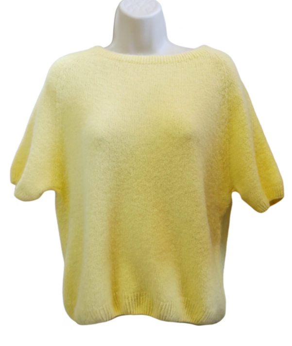 Pull à manches courtes col rond – Douceur alpaca, sans couture, 3 coloris au choix