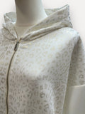 Gilet à capuche léopard argenté – Manches 3/4, couleur écru