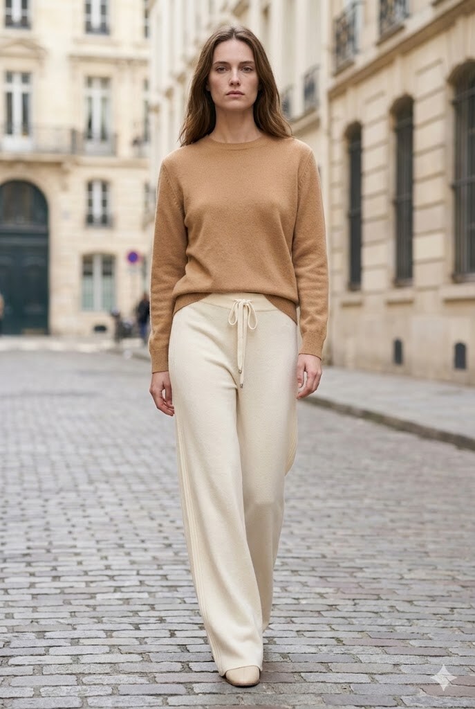 Pantalon Tricot Chic | Maille Épaisse & Taille Élastiquée