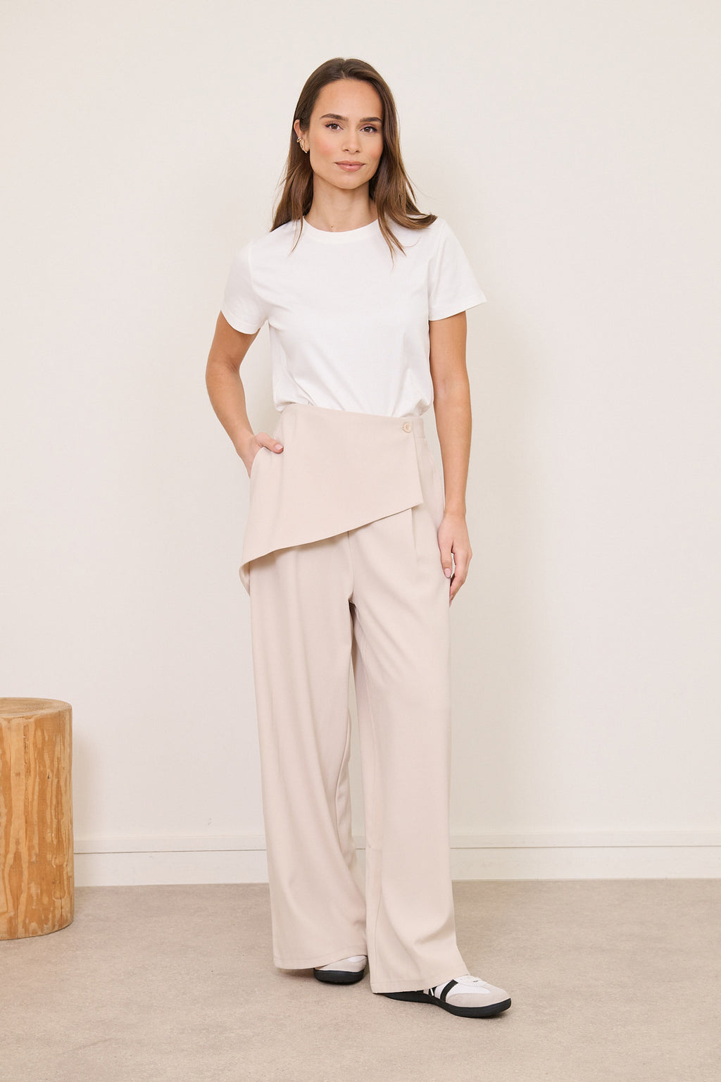 Pantalon asymétrique pour femme, 2 coloris au choix