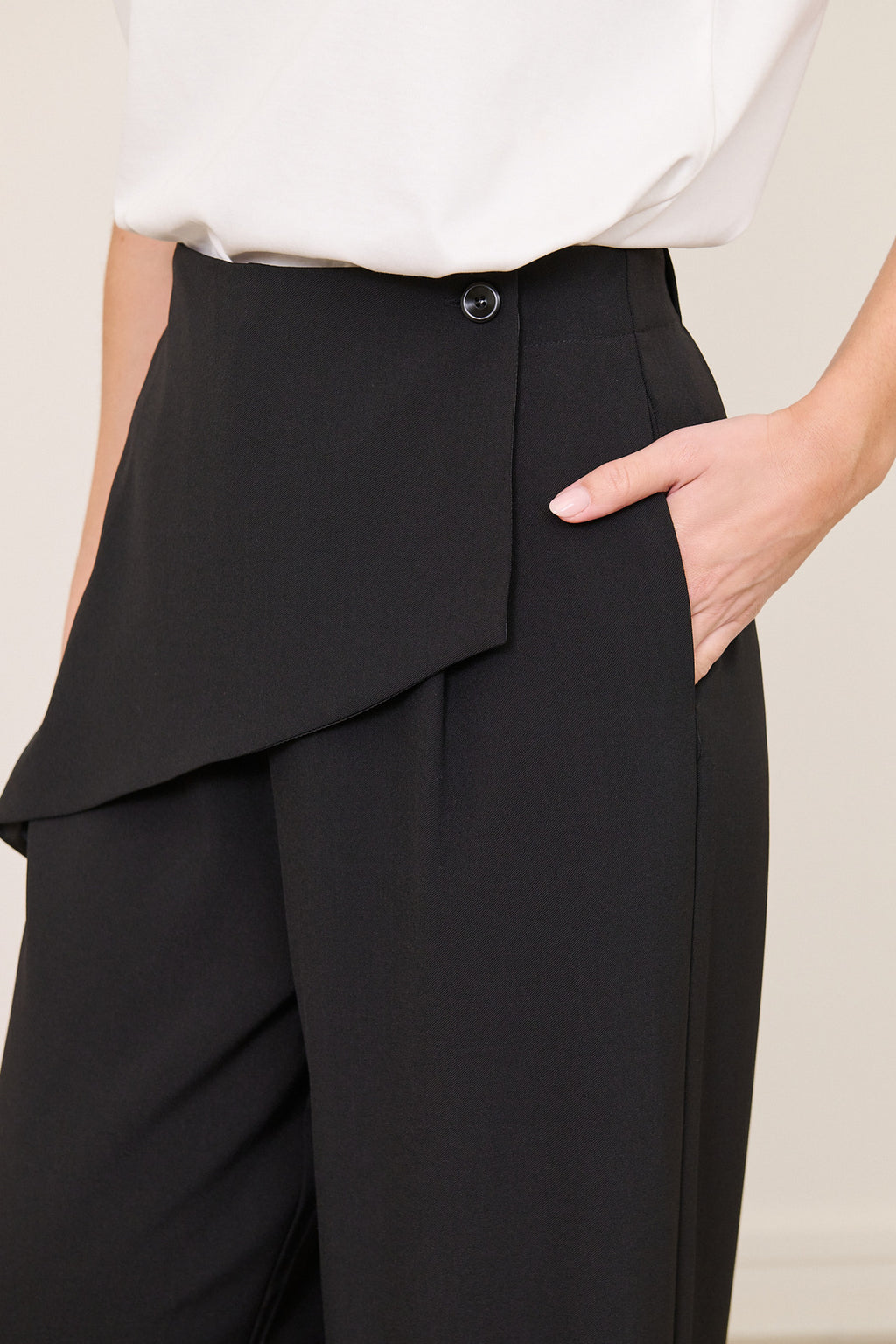 Pantalon asymétrique pour femme, 2 coloris au choix