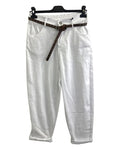 Pantalon avec ceinture – Coton élasthanne, élégant et confortable, 3 coloris au choix