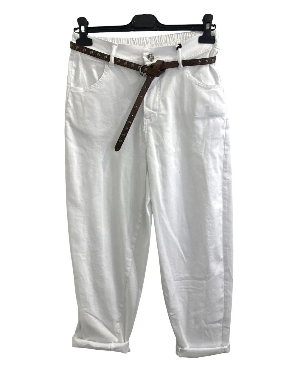 Pantalon avec ceinture – Coton élasthanne, élégant et confortable, 3 coloris au choix