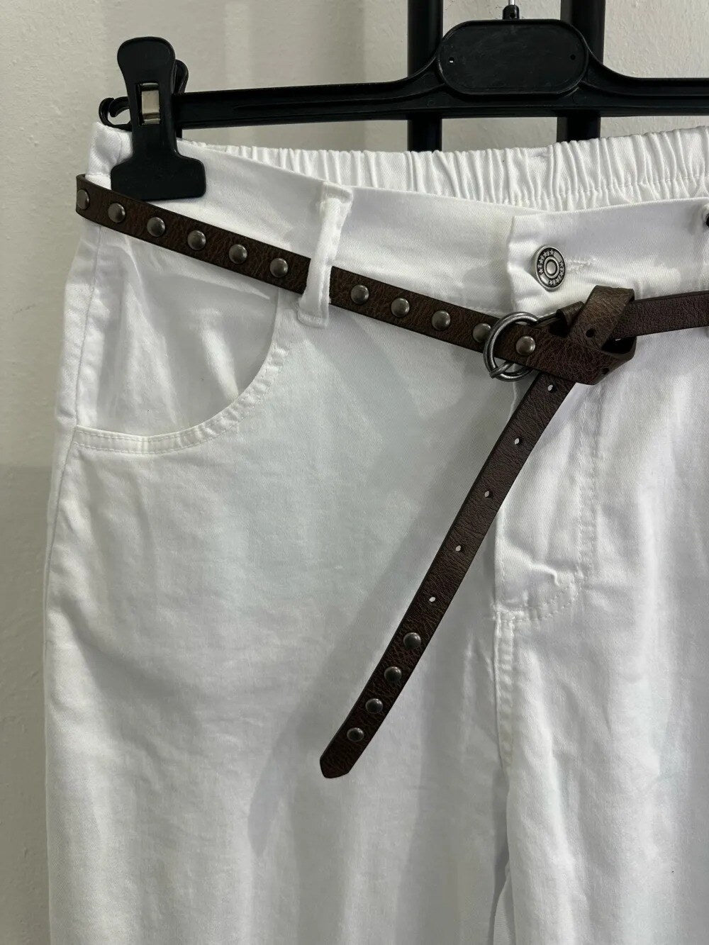 Pantalon avec ceinture – Coton élasthanne, élégant et confortable, 3 coloris au choix