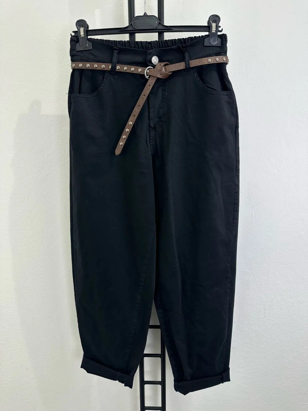 Pantalon avec ceinture – Coton élasthanne, élégant et confortable, 3 coloris au choix
