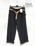 Pantalon rayures avec ceinture fine
