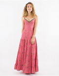 Robe Longue Sari Imprimé Corail – Bretelles Réglables