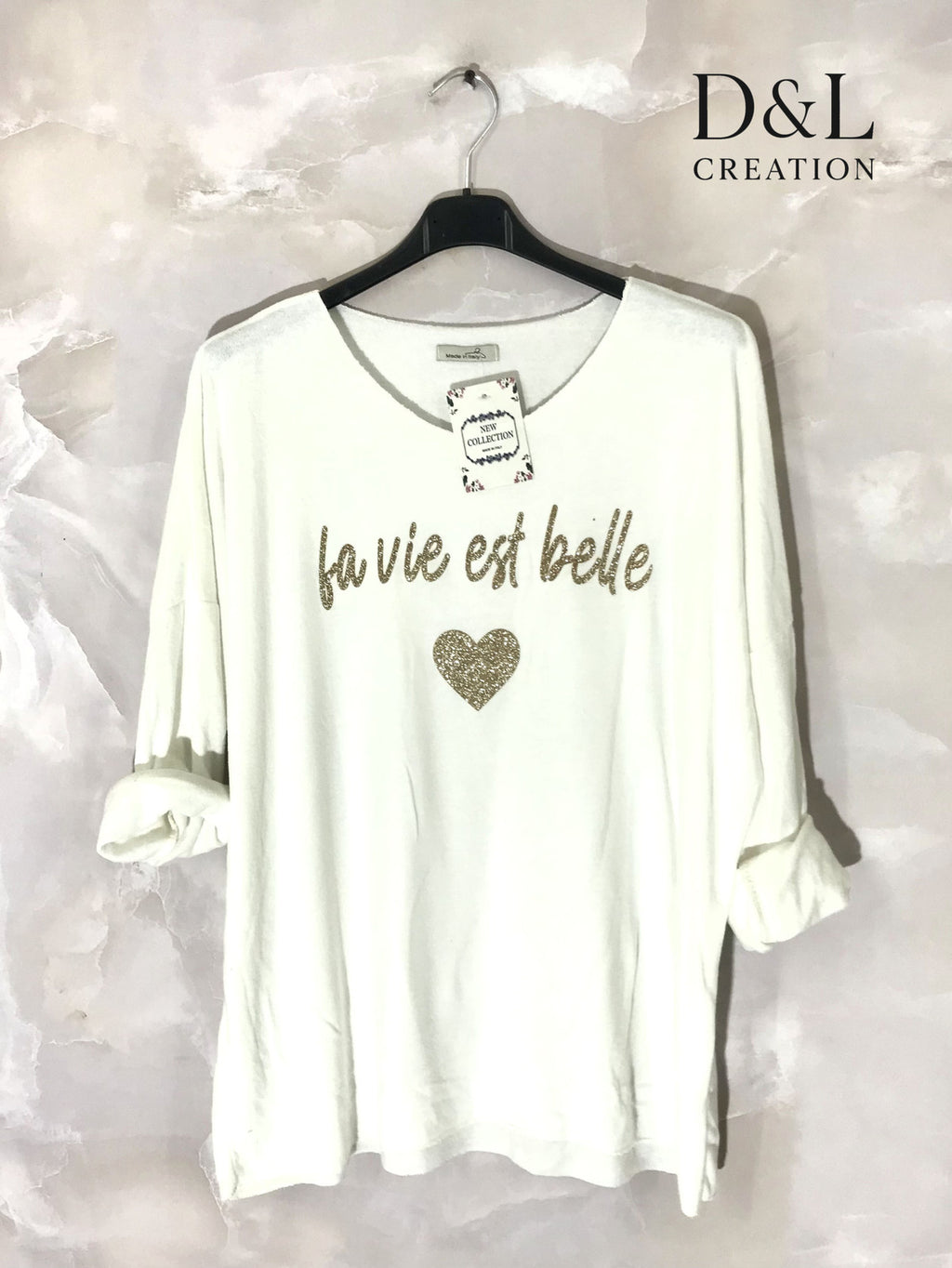 Pull fin doux La vie est belle T38 à T52