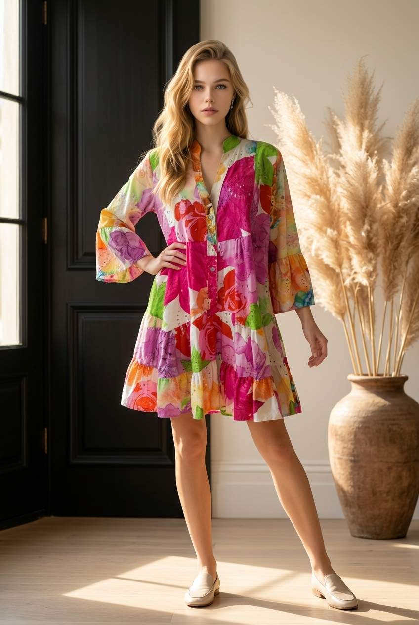 Robe floral en broderie