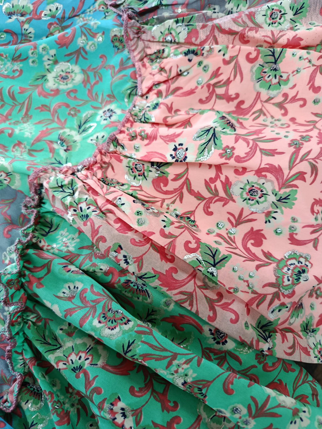 Jupe Courte Volantée Patchwork – Taille Élastiquée, Taille Unique