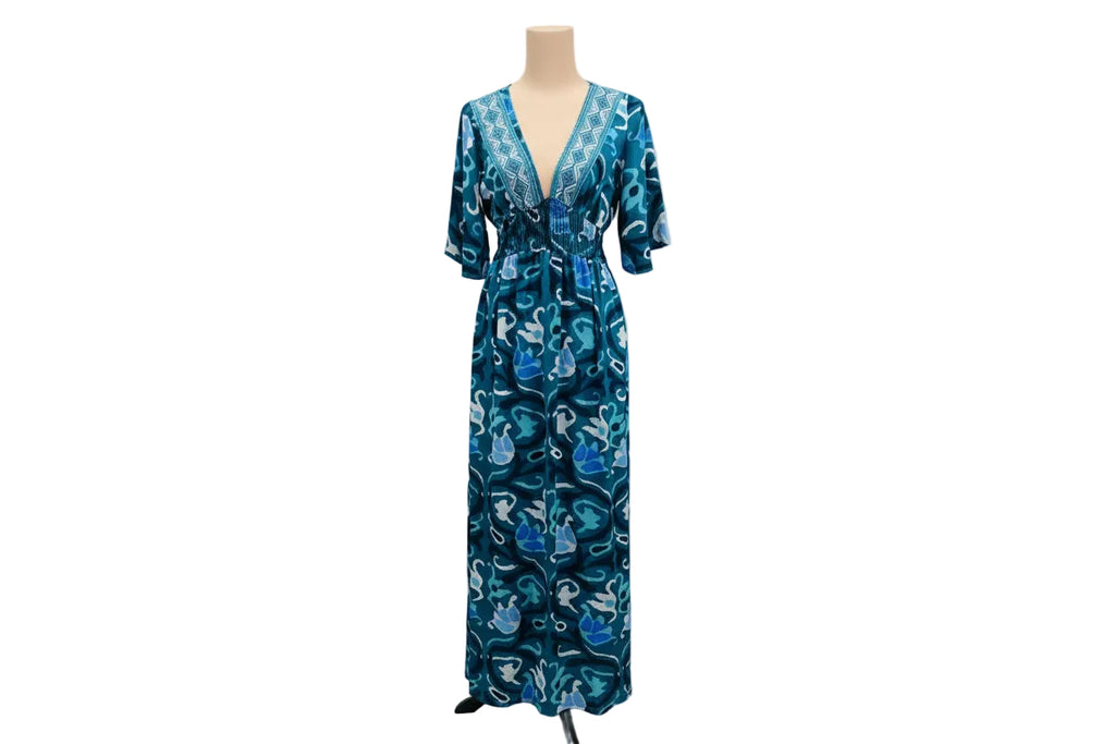 Robe Longue Élégante – Manches Papillon – LARAETHNICS
