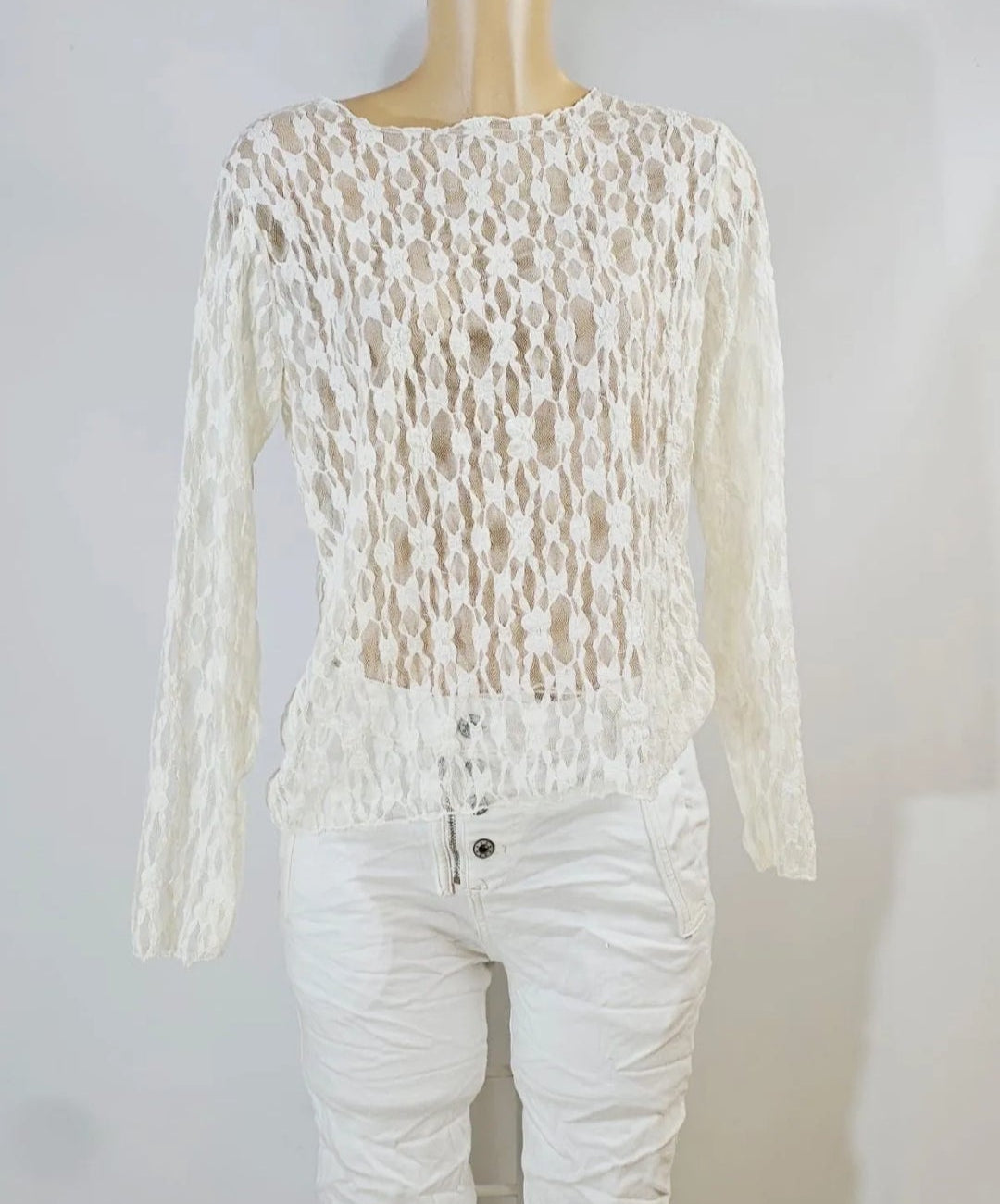 Top dentelle blanc – À superposer, taille unique