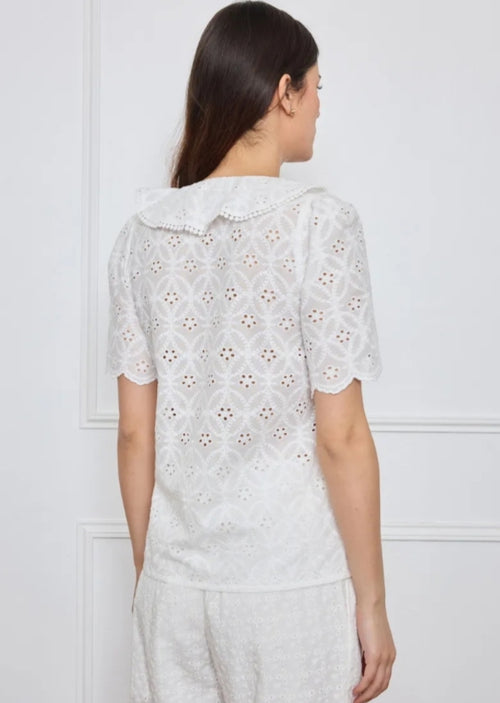 Blouse Brodée Col Volanté – Doublée Devant