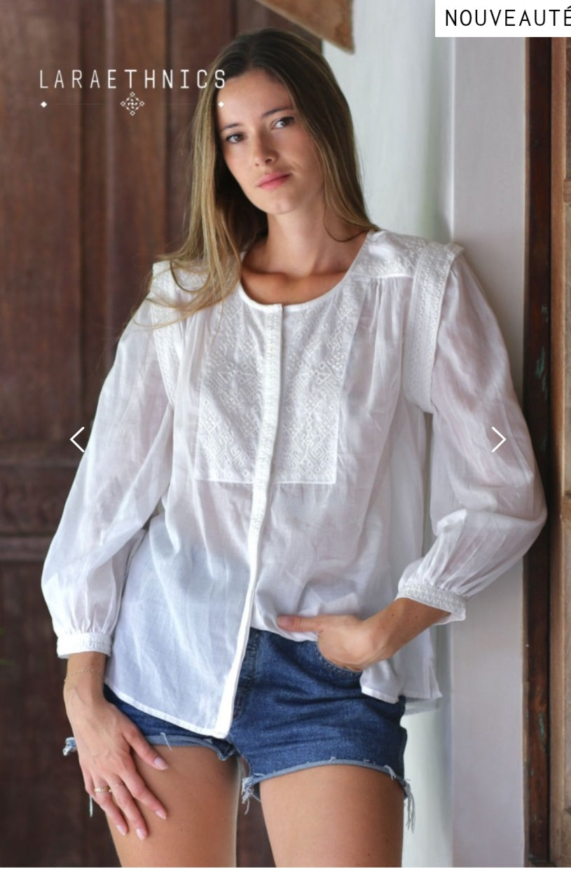 Chemise brodée en coton LARAETHNICS