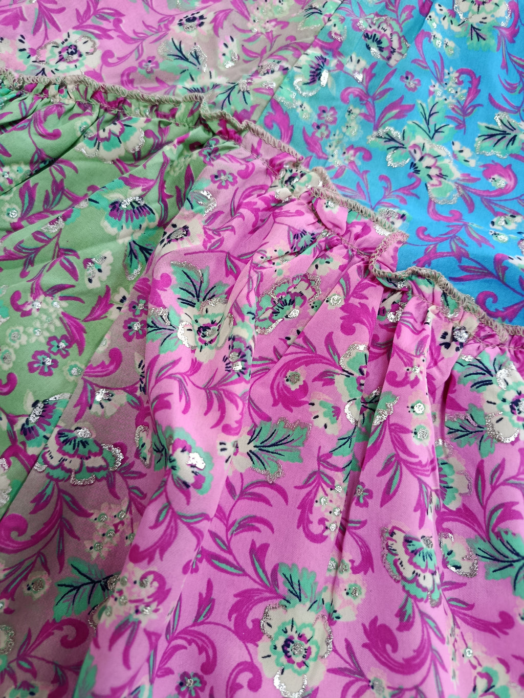 Jupe Courte Volantée Patchwork – Taille Élastiquée, Taille Unique