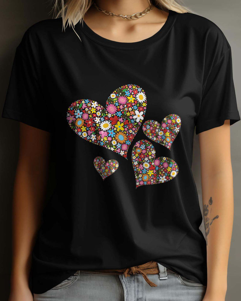 Tshirt Femme Col Rond | COEUR FLAMME GOLD